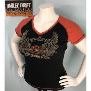 Harley-Davidson T-shirt Large Women, Very Stretchy, Thick Fabric